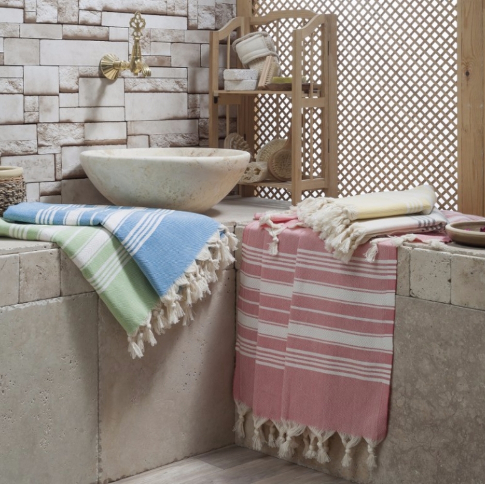 Turkish Cotton Large Towel Cabana Stripe Black Green White Peshtemal Bath Beach